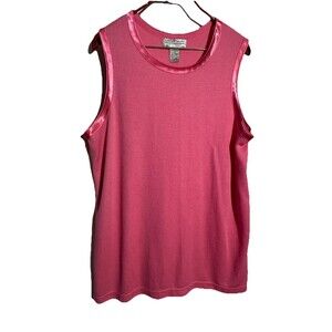 Carolyn Taylor Pink White Trim Sleeveless Tank Top Size 2XL